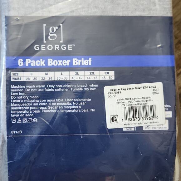 George Mens Boxer Briefs Size 3XL Gray Black Moisture Wicking Tag Free Cotton - Picture 6 of 6